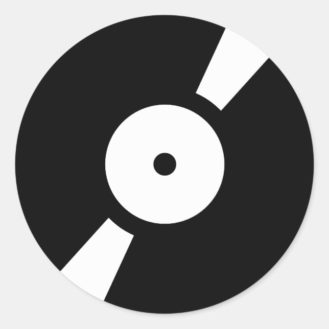 Pegatina Redonda disco de vinilo retro (Anverso)
