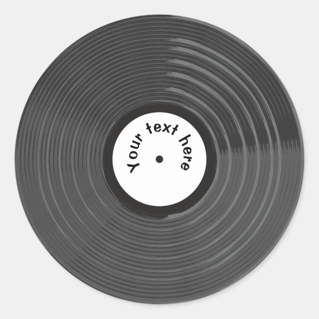 Pegatina Redonda Disco de vinilo retro personalizado  (Anverso)