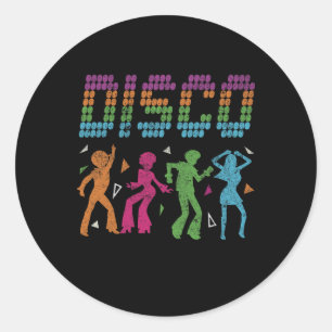 Pegatina Redonda Disco Fiesta Dancing 70 estilo Retro Disco Vintage