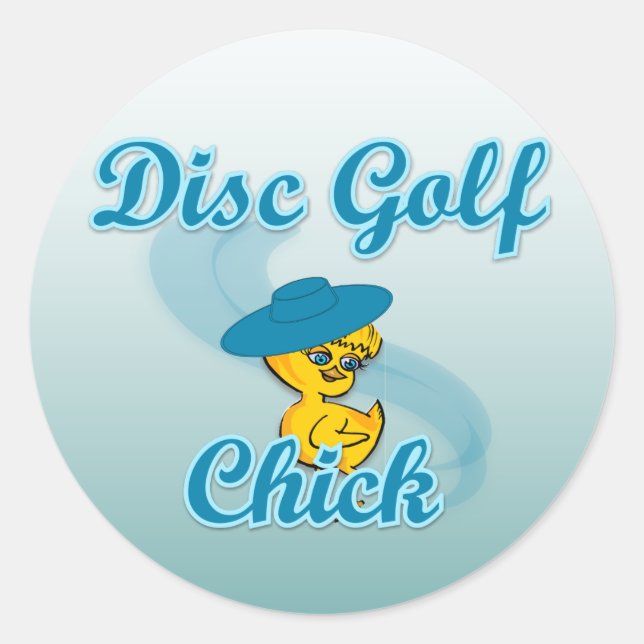 Pegatina Redonda Disco Golf Chick #3 (Anverso)