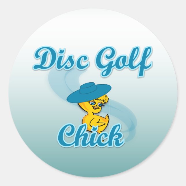 Pegatina Redonda Disco Golf Chick #3 (Anverso)