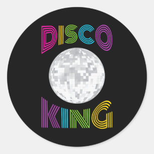 Pegatina Redonda Disco King 70s Disfraz de los setenta para hombres