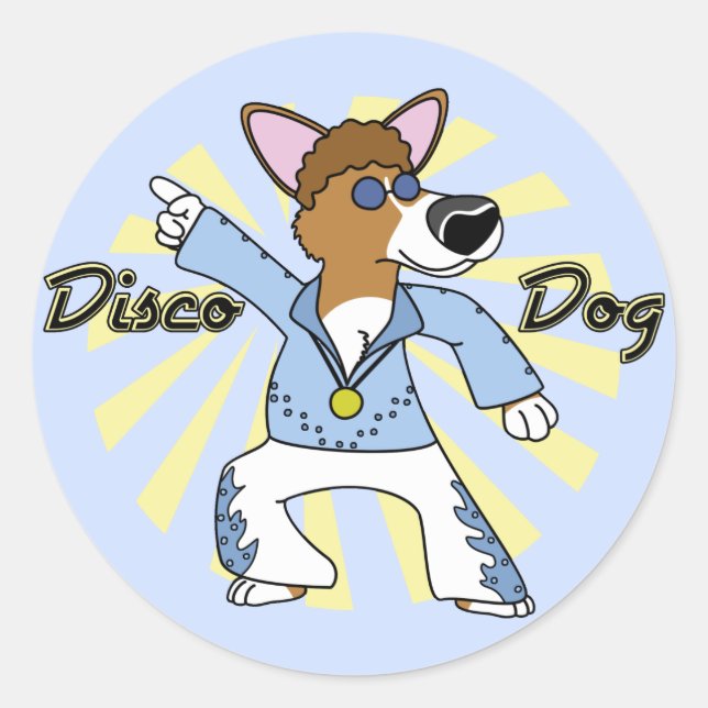 Pegatina Redonda Disco Pembroke Welsh Corgi (Anverso)