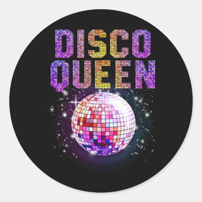 Pegatina Redonda Disco Queen Art Para Mujeres Chicas Funk Music Dis (Anverso)