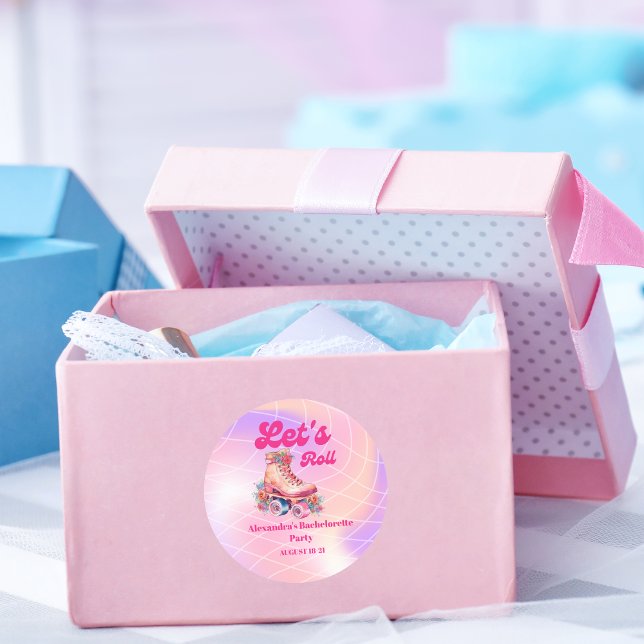 Pegatina Redonda Disco Rosa Retro Patinaje sobre Ruedas Parte de De (Subido por el creador)