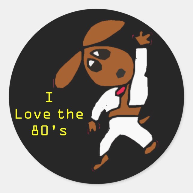 Pegatina Redonda discodox, I Love the 80's (Anverso)
