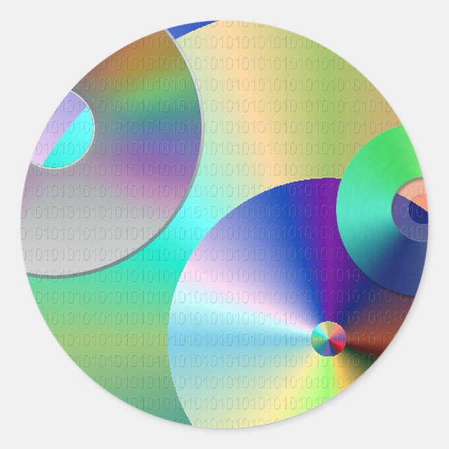 Pegatina Redonda Discos compactos (Anverso)