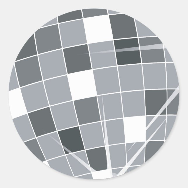 Pegatina Redonda Discoteca, bola espejo, club, discoteca, Fiesta (Anverso)