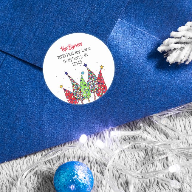 Pegatina Redonda Discoteca Christmas Trees Return Address (Subido por el creador)