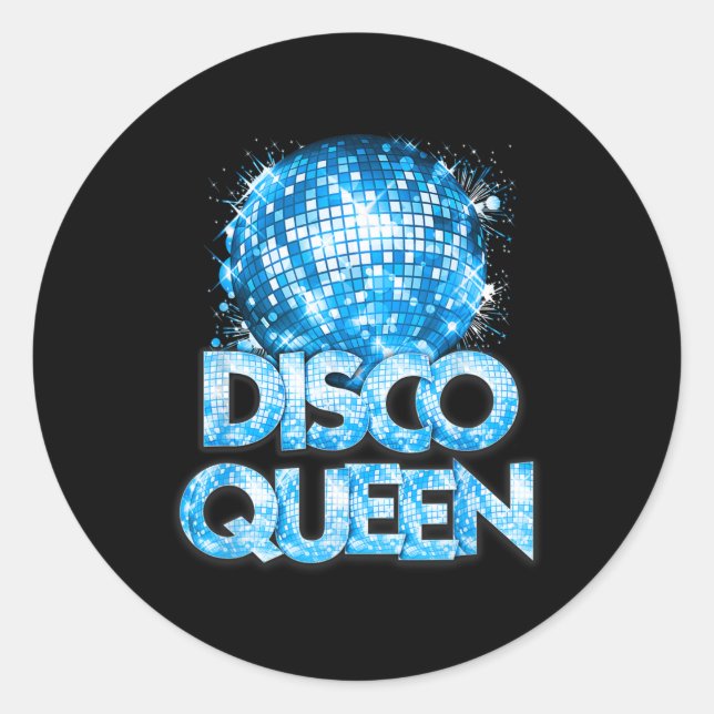 Pegatina Redonda Discoteca Queen - 70's Disco Tema 70 (Anverso)