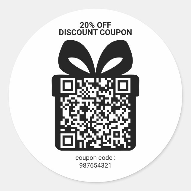 Pegatina Redonda Discount Coupon QR Code Ads Marketing (Anverso)