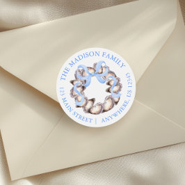 Pegatina Redonda Discurso de Navidades de guirnaldas de ostión en l