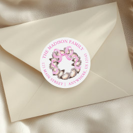 Pegatina Redonda Discurso de Navidades de guirnaldas de ostión en l