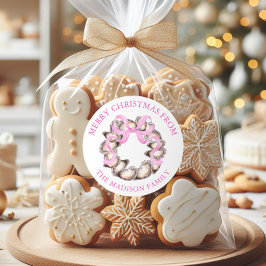 Pegatina Redonda Discurso de Navidades de guirnaldas de ostión en l