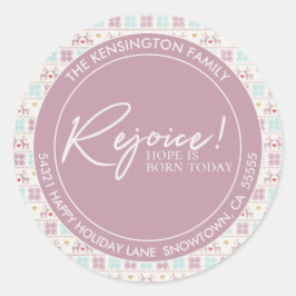 Pegatina Redonda Discurso de tipografía de Pastel para Navidades de