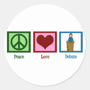 Pegatina Redonda Discusión del amor de la paz