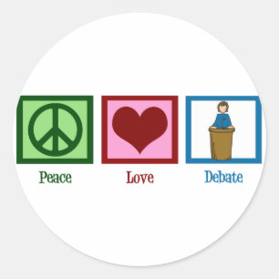 Pegatina Redonda Discusión del amor de la paz