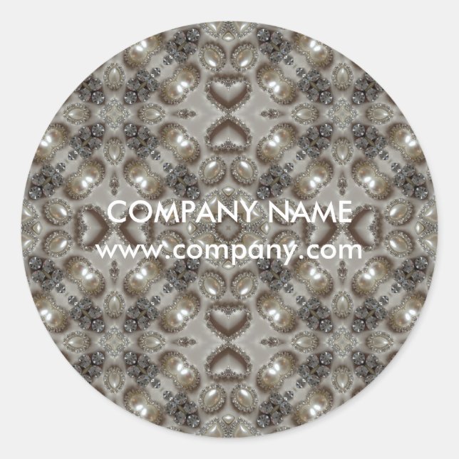 Pegatina Redonda diseñador de joyas de cristal de perlas diamante d (Anverso)