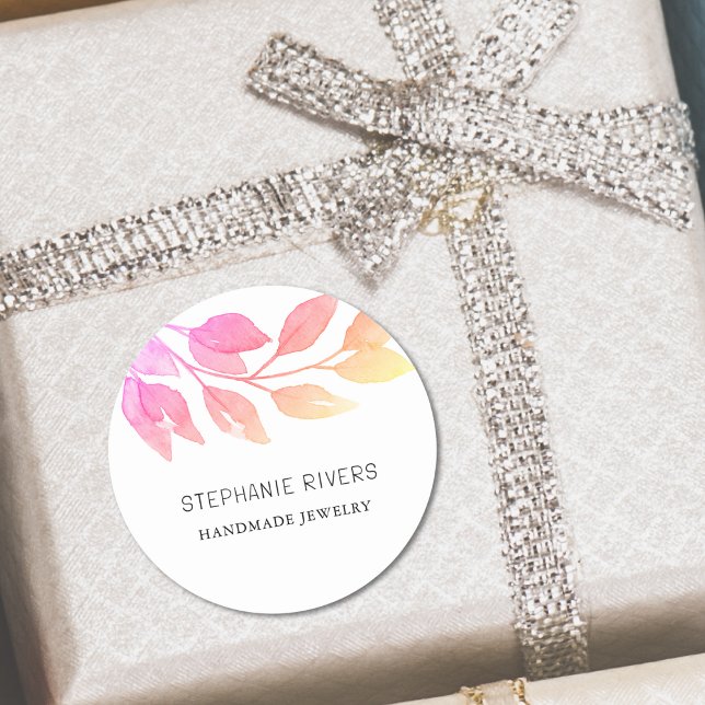 Pegatina Redonda Diseñador de joyas rosa acuarela (Subido por el creador)