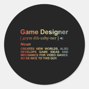 Pegatina Redonda Diseñador de juegos Definición de juego Programado