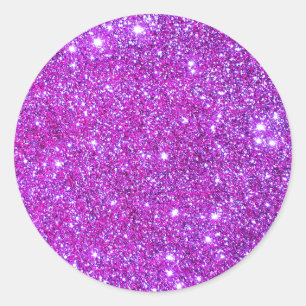 Pegatina Redonda Diseñador de Purpurinas Pink Purple Sparkly Glam