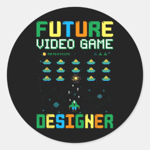 Pegatina Redonda Diseñador de videojuegos para niños1