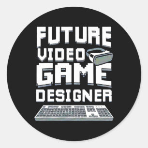 Pegatina Redonda Diseñador de videojuegos para niños Chicas 1