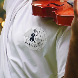 Pegatina Redonda Diseñador de violines azul y blanco de la moderna 