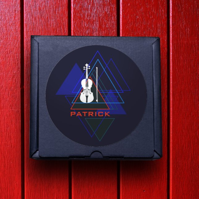 Pegatina Redonda Diseñador de violines de música azul de la marina  (Subido por el creador)