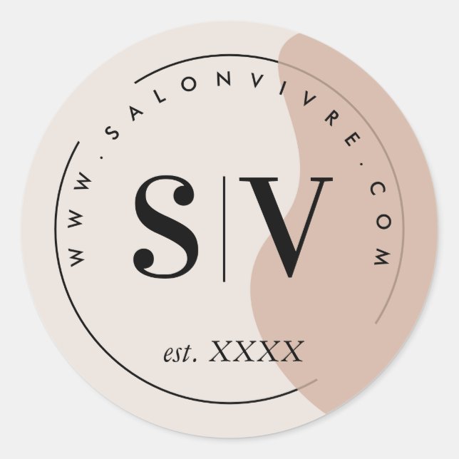 Pegatina Redonda Diseñador mínimo Salón de belleza Clase de logotip (Anverso)