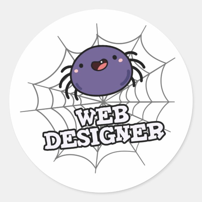 Pegatina Redonda Diseñador Web Funny Spider Pun (Anverso)
