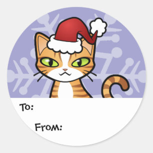 Pegatina Redonda Diseñar su propio gato Personalizado (Navidades)
