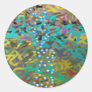 Pegatina Redonda Diseño abstracto de pasta mixta