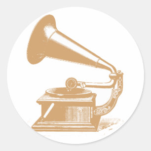 Pegatina Redonda diseño adaptable del gramófono