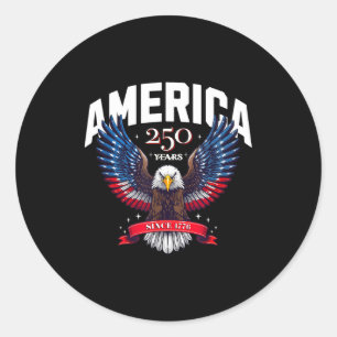 Pegatina Redonda Diseño águila patriótica Usa 250 años desde 1776