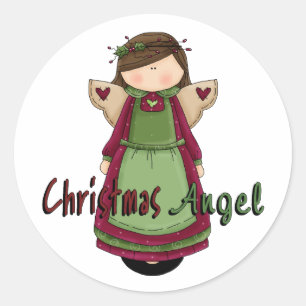 Pegatina Redonda Diseño Ángel D1 de los navidades