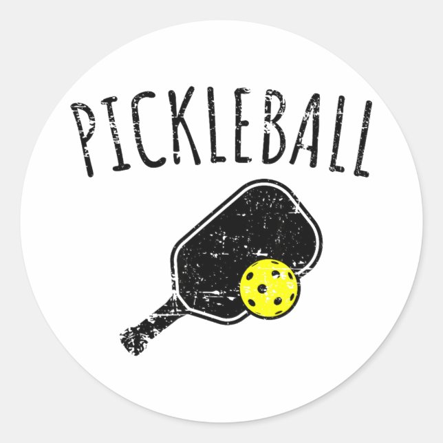 Pegatina Redonda Diseño angustiado de pickleball  (Anverso)
