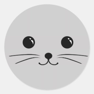 Pegatina Redonda Diseño animal lindo de la cara del ratón de plat