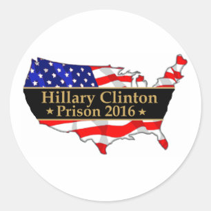 Pegatina Redonda Diseño anti de Hillary de la prisión 2016 de