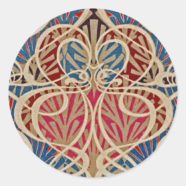 Pegatina Redonda Diseño Art Nouveau #10 en Emporio Moffa (Anverso)