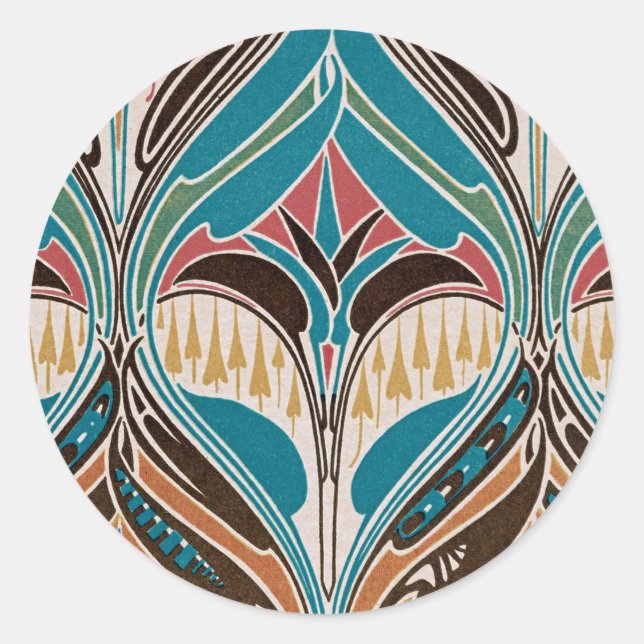 Pegatina Redonda Diseño Art Nouveau #11 en Emporio Moffa (Anverso)
