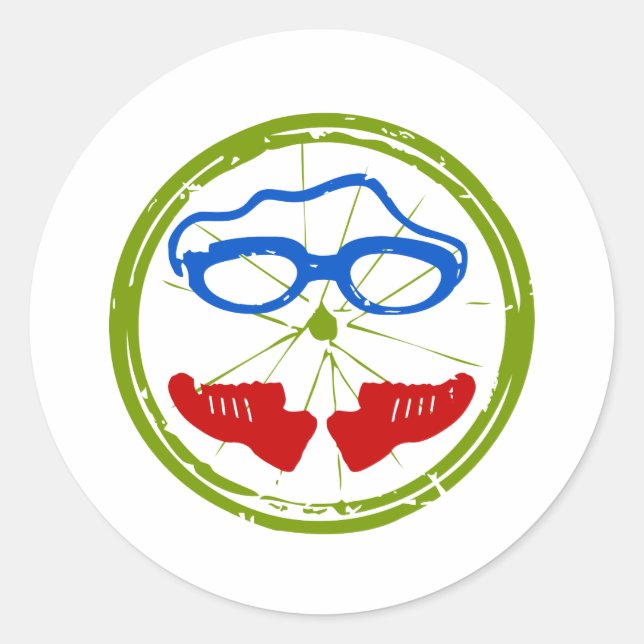 Pegatina Redonda Diseño artístico fresco de Triathlon (Anverso)