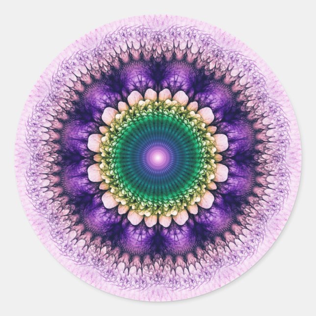 Pegatina Redonda Diseño azul fractal natural (Anverso)