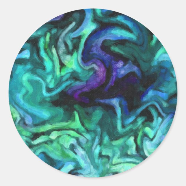 Pegatina Redonda Diseño azul y púrpura de Bat Mitzvah (Anverso)