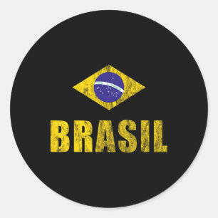 Pegatina Redonda Diseño Brasil Ropa Vestimenta Brasileña F