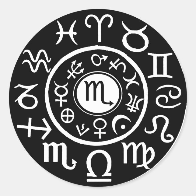 Pegatina Redonda Diseño Celestial de Escorpio (Anverso)