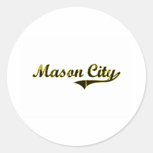 Pegatina Redonda Diseño clásico de Mason City Iowa