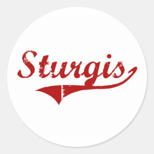 Pegatina Redonda Diseño clásico de Sturgis Dakota del Sur