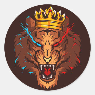 Pegatina Redonda diseño clásico del logo de esport lion