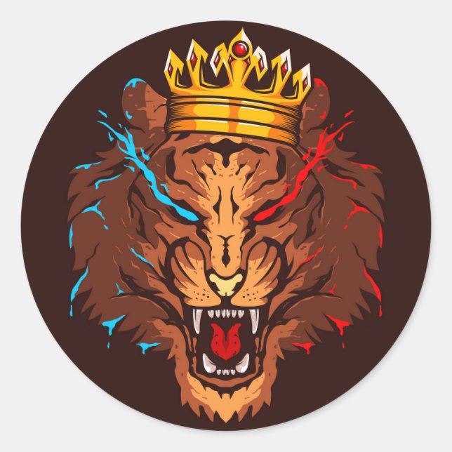 Pegatina Redonda diseño clásico del logo de esport lion (Anverso)